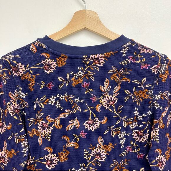 Sundance Loretta Waffle Knit Thermal Floral Bohemian Boho Long Sleeve Tee Small - Picture 7 of 14